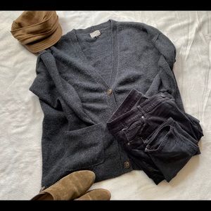 Dark Gray button cardigan with large front pockets